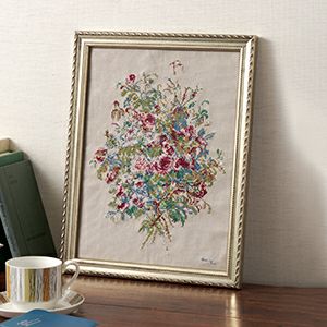 逸品　シルクタペストリー　刺繍　アレクサンドル・ルイ・ルロワール原画アンティーク smachi 0214 25×25cm 【art collection ルノワール】