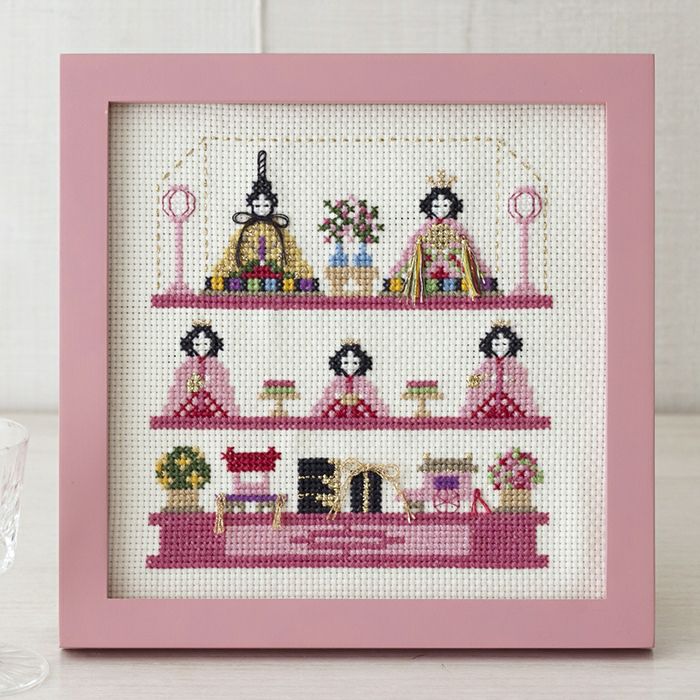 クロスステッチフレーム＜ひなまつり＞ | リバティ 生地、編み物、刺繍  