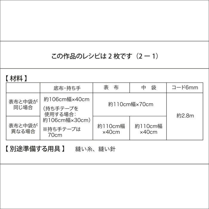 持ち手付きんちゃく袋＜リュック＞（レシピ）