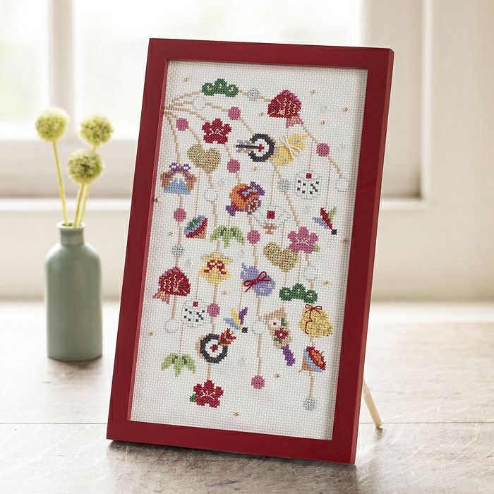 クロスステッチフレーム＜まゆ玉＞ | リバティ 生地、編み物、刺繍  