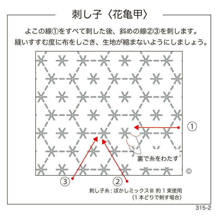 刺し子花ふきん「花亀甲」 - インテリア