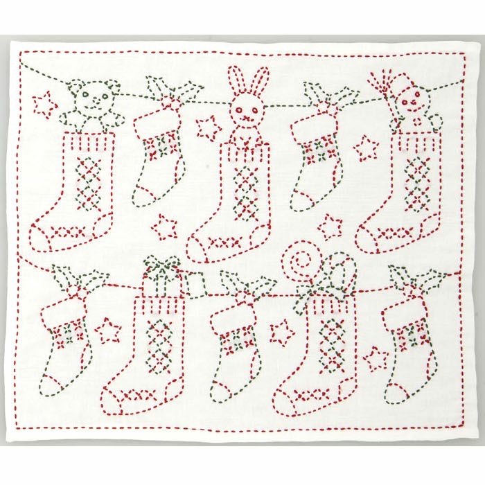 刺し子　クリスマスブーツ