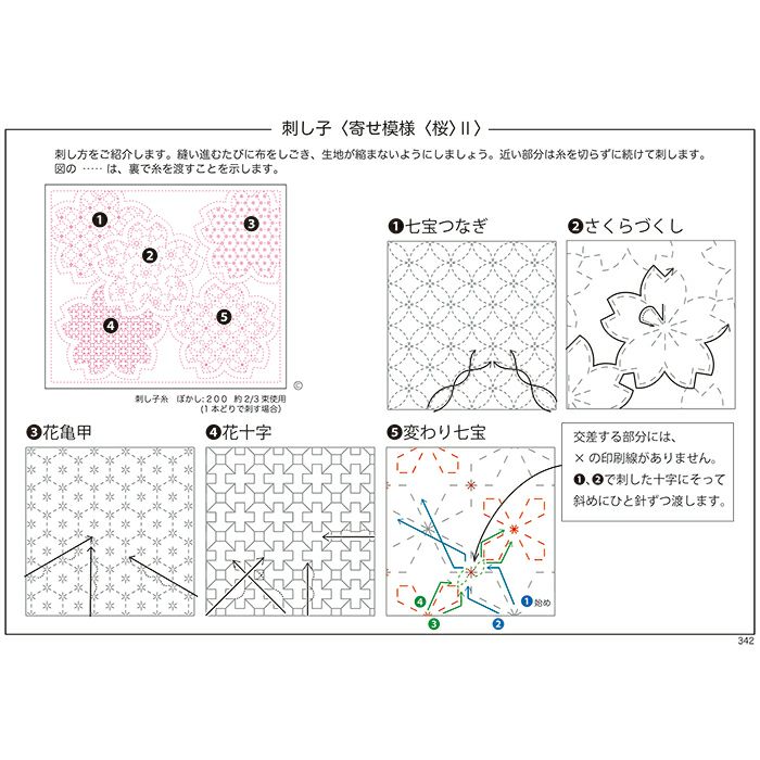 刺し子 寄せ模様＜桜＞2