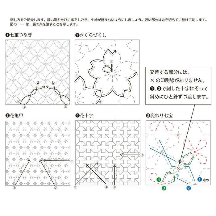 刺し子 寄せ模様＜桜＞2 | リバティ 生地、編み物、刺繍、刺し子のこと 