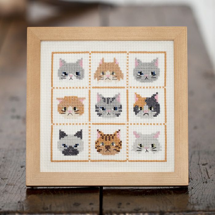 完成品 クロスステッチフレーム ねこ ホビーラホビーレ オンラインショップ