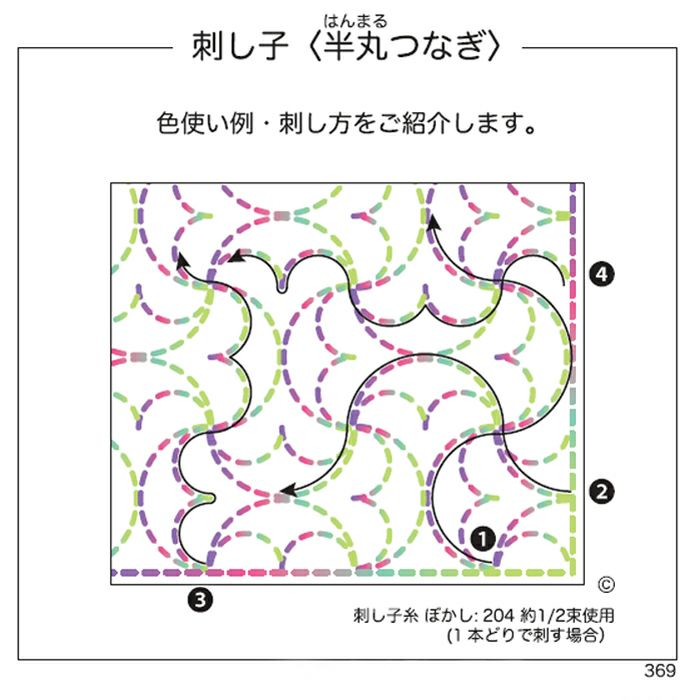 刺し子 半丸つなぎ