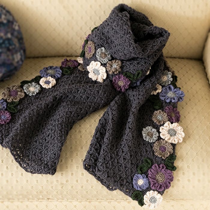 ブルーデイジーストール（編み物 材料セット）