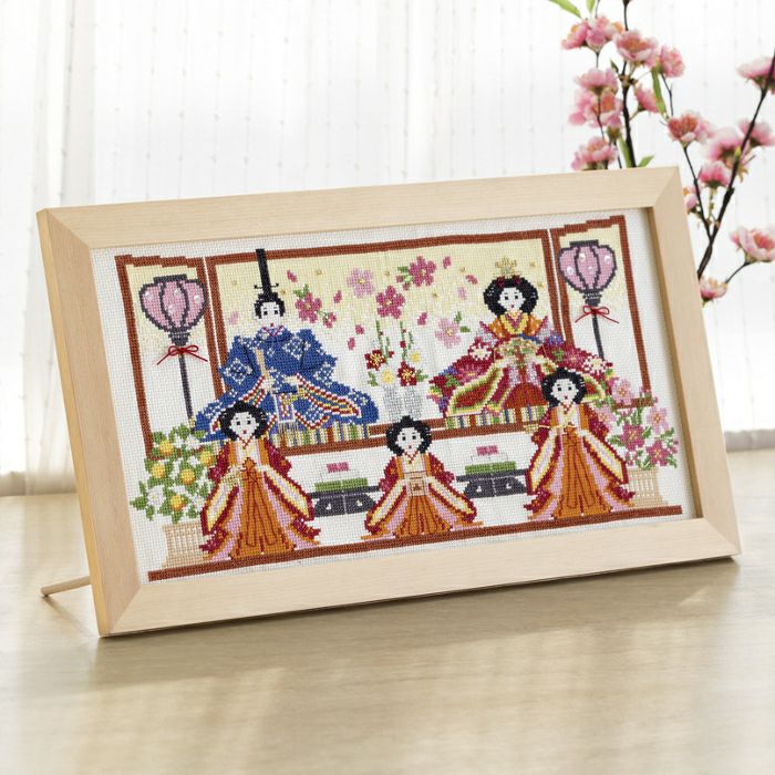 クロスステッチフレーム＜雛人形＞ | リバティ 生地、編み物、刺繍  