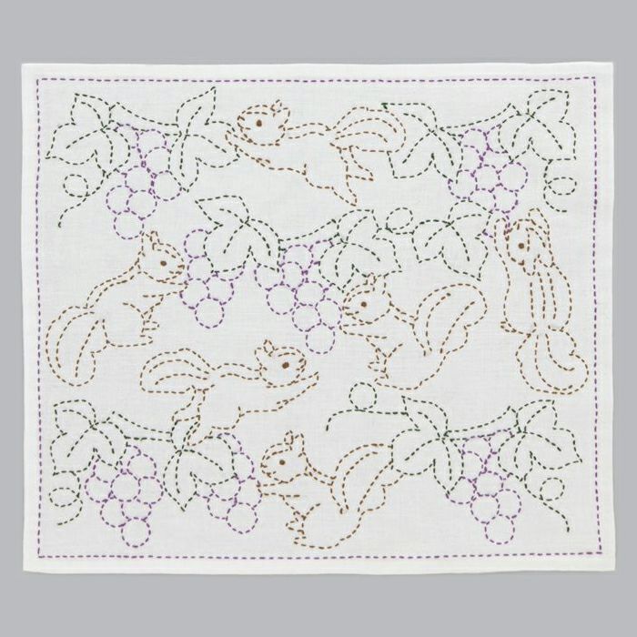 刺し子 りすとぶどう