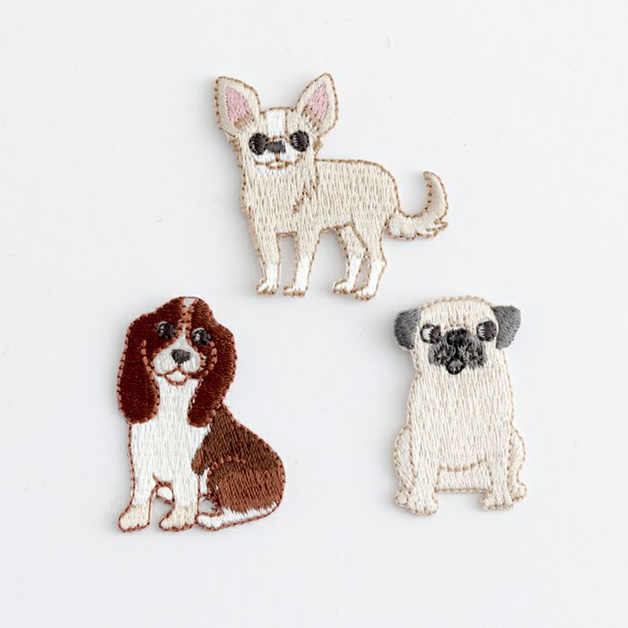 刺しゅうワッペン＜Dog2＞ | リバティ 生地、編み物、刺繍、刺し子の