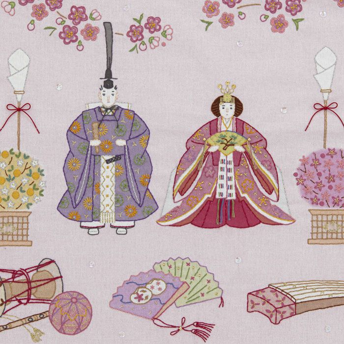 ステッチクロス＜立ち雛＞ | リバティ 生地、編み物、刺繍、刺し子の