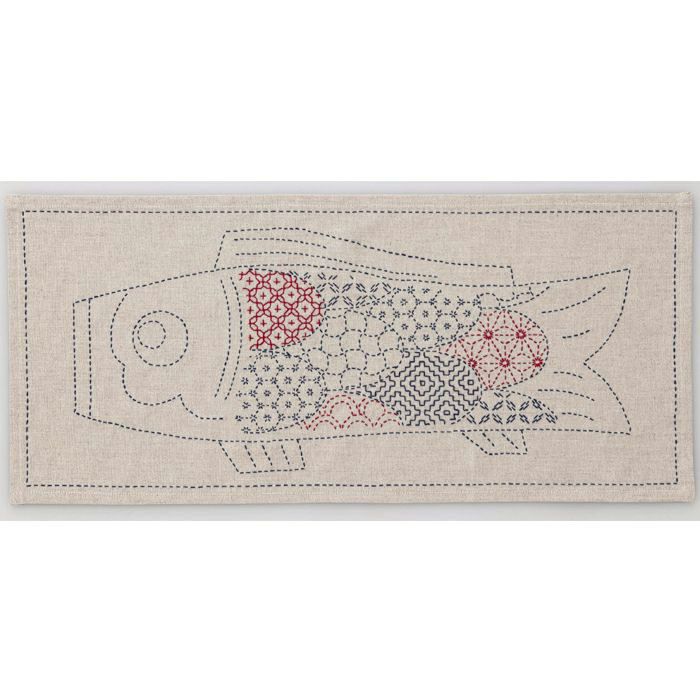 刺し子のクロス＜鯉のぼり＞ | リバティ 生地、編み物、刺繍、刺し子の 