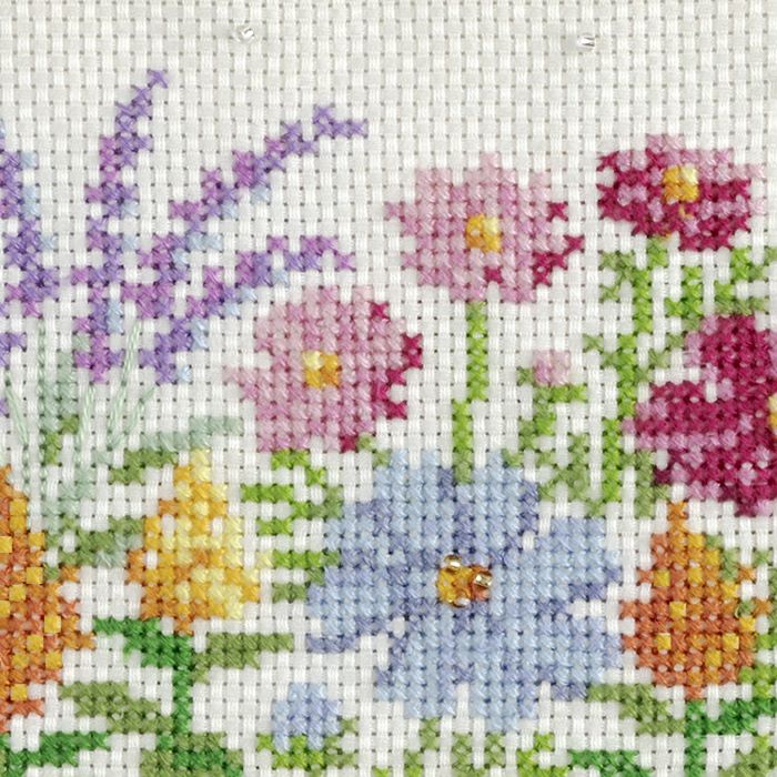 クロスステッチフレーム＜コスモスと秋の花＞ | リバティ 生地、編み物