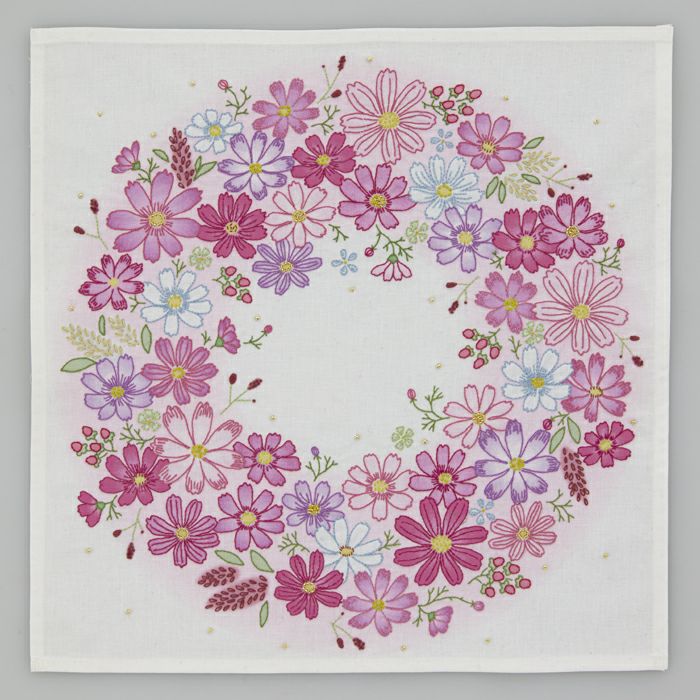 ステッチクロス＜ミモザリース＞ | リバティ 生地、編み物、刺繍