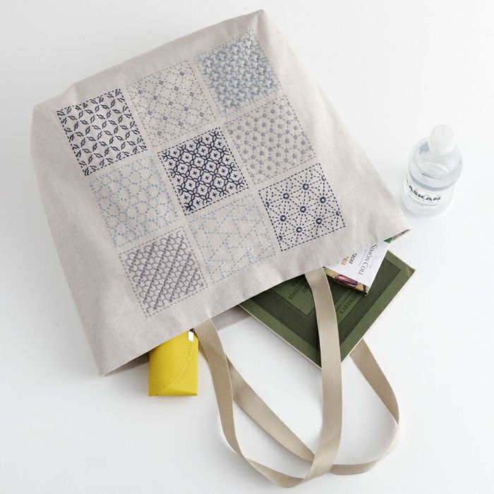 刺し子のバッグ＜四角つなぎ＞