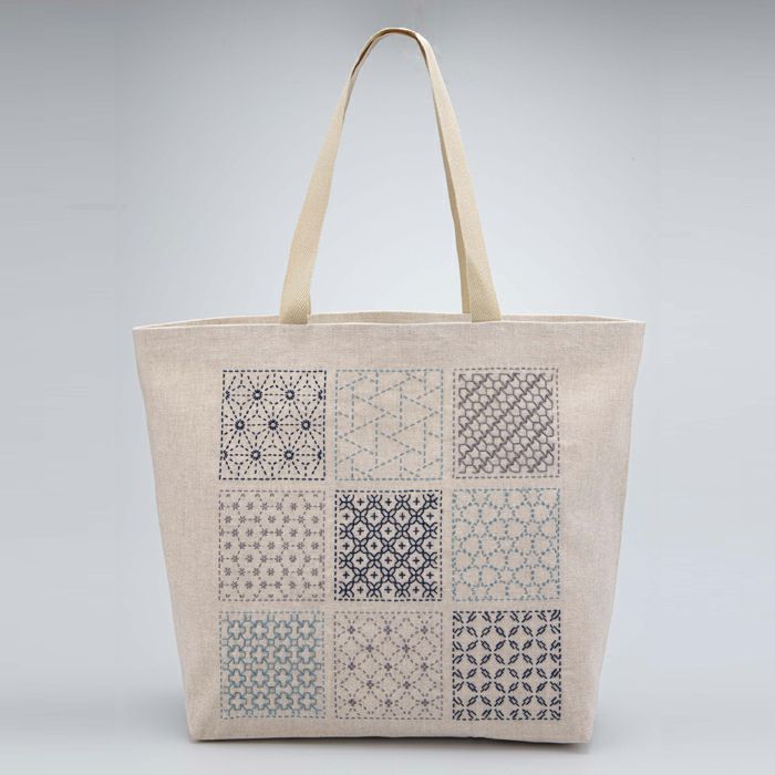 刺し子のバッグ＜四角つなぎ＞