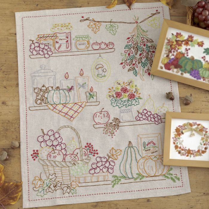 ステッチクロス＜ミモザリース＞ | リバティ 生地、編み物、刺繍