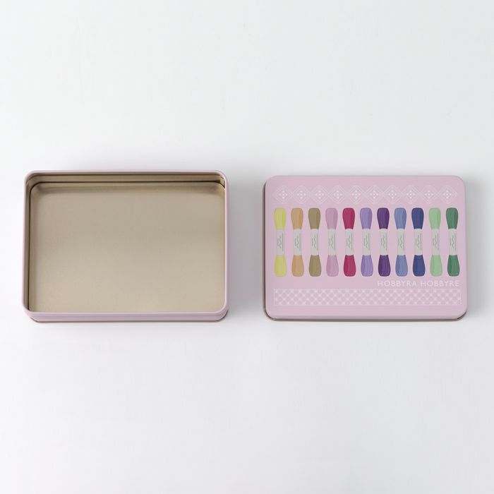 長方形缶（刺し子糸） ＜ピンク＞