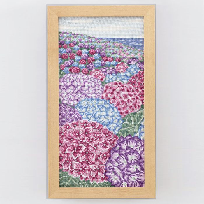 クロスステッチフレーム＜紫陽花の咲く風景＞ | リバティ 生地、編み物