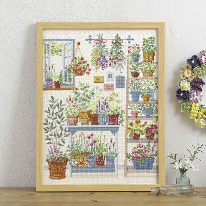 クロスステッチフレーム＜憧れのお庭から＞ | リバティ 生地、編み物