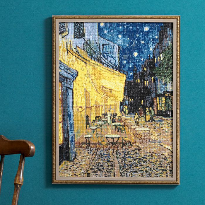 クロスステッチフレーム＜夜のカフェテラス＞ | リバティ 生地、編み物