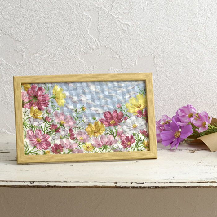 クロスステッチフレーム＜花桃リースのお雛様＞ | リバティ 生地