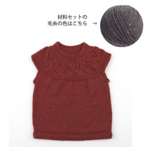 【レシピなし】丸ヨークベスト＜プチネップフォープライ24GR＞（編み物 材料セット）