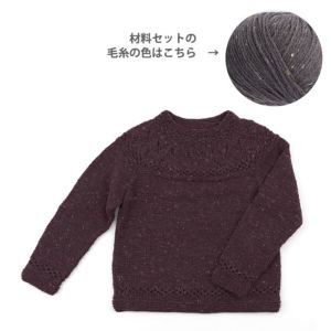 【レシピなし】丸ヨークセーター＜プチネップフォープライ24GR＞（編み物 材料セット）