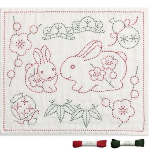刺し子 うさぎと花 | リバティ 生地、編み物、刺繍、刺し子の