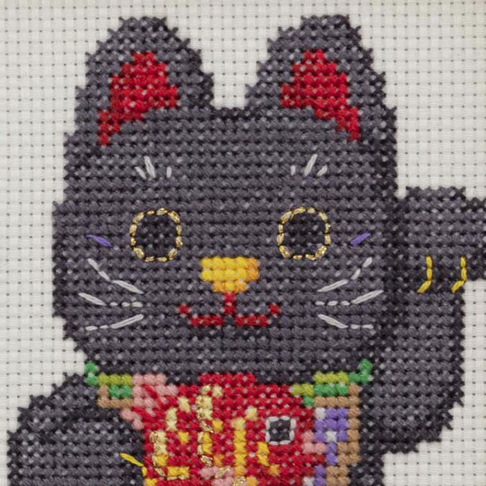 売れ筋新商品 ホビーラホビーレ クロスステッチ フレーム 招き猫ならび 図案と刺繍糸半分 Llocal Nl