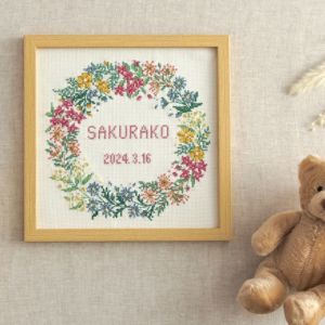 クロスステッチフレーム＜記念日のリース＞