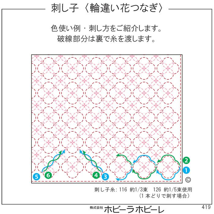 刺し子 輪違い花つなぎ | リバティ 生地、編み物、刺繍、刺し子のこと