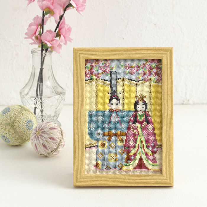 クロスステッチミニフレーム＜立雛飾り＞ | リバティ 生地、編み物  