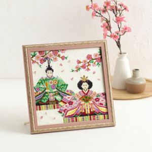 クロスステッチフレーム＜桃の花とお雛様＞