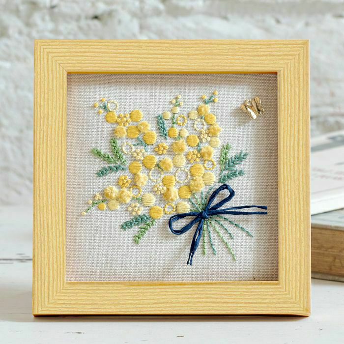 ステッチミニフレーム＜ミモザ＞ | リバティ 生地、編み物、刺繍