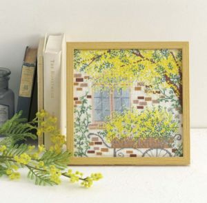 クロスステッチフレーム＜ミモザのワゴン＞ | リバティ 生地、編み物、刺繍、刺し子のことなら ホビーラホビーレ