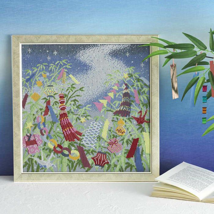 クロスステッチフレーム＜七福神のしあわせ宝舟＞ | リバティ 生地