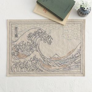 刺し子のクロス＜神奈川沖浪裏＞