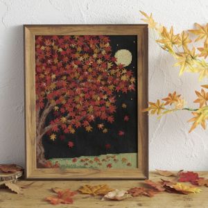 クロスステッチフレーム＜紅葉と月＞ | リバティ 生地、編み物、刺繍