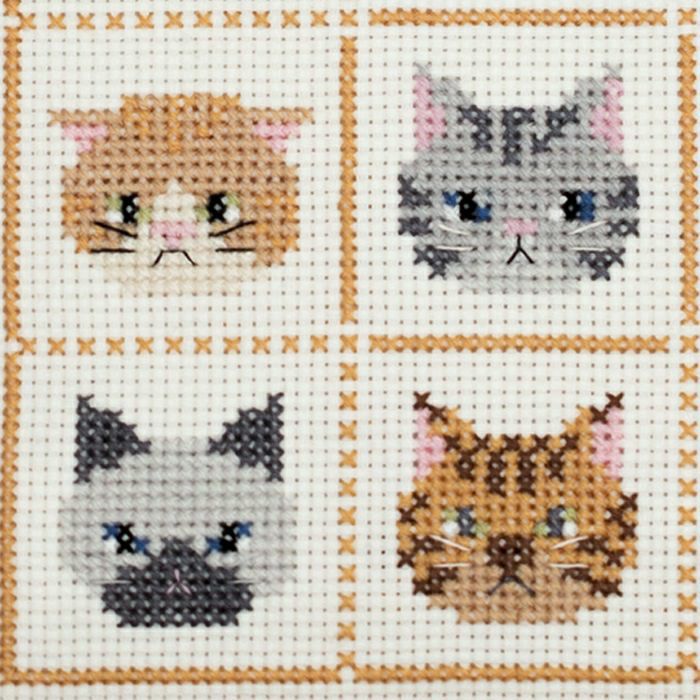 クロスステッチフレーム＜ねこ＞ | リバティ 生地、編み物、刺繍