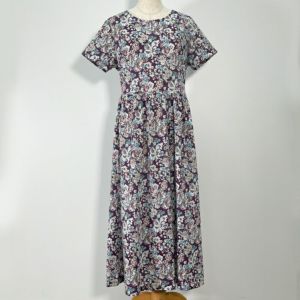 リバティプリント シンプルギャザーワンピース(半袖)<Mサイズ>11A