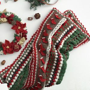 【レシピなし】クリスマスブランケット＜ウールキュートA＞（編み物 材料セット）