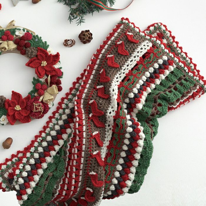 リース クリスマスリース ビーズ編み 赤緑白 Christmas クリスマス