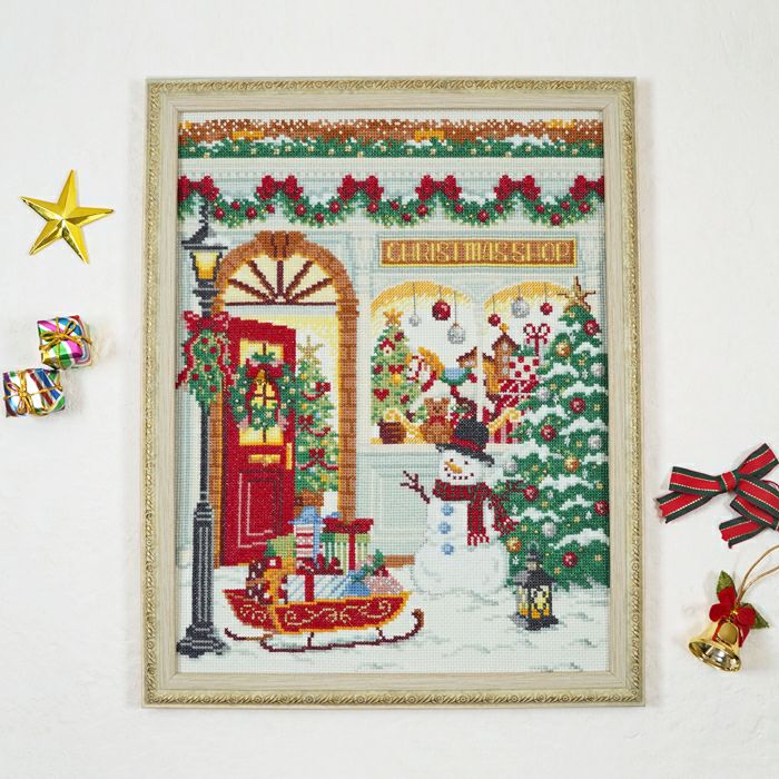 クロスステッチフレーム＜スヌーピーとクリスマスソングを 