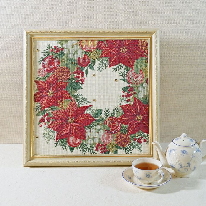 クロスステッチフレーム＜クリスマスベルのアレンジ＞ | リバティ 生地