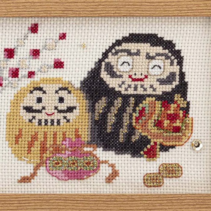 クロスステッチフレーム＜だるま＞ | リバティ 生地、編み物、刺繍