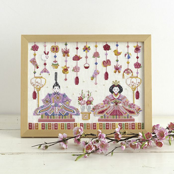 クロスステッチフレーム＜雛人形とつるし飾り＞ | リバティ 生地  