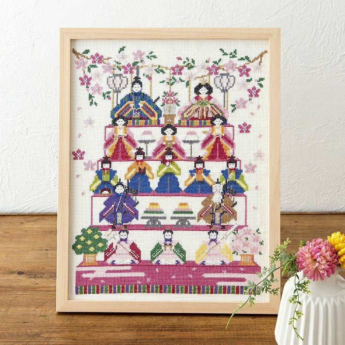 クロスステッチフレーム＜ひな段飾り＞ | リバティ 生地、編み物、刺繍 