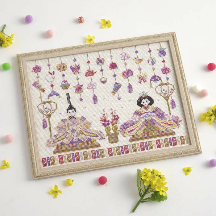 クロスステッチフレーム＜雛人形とつるし飾り＞ | リバティ 生地  
