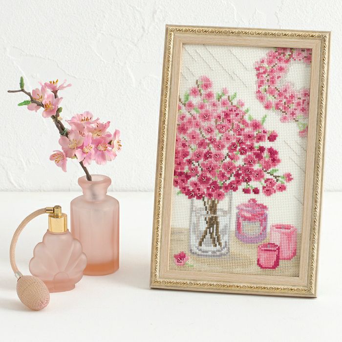 クロスステッチフレーム＜Cherry blossoms＞ | リバティ 生地、編み物 